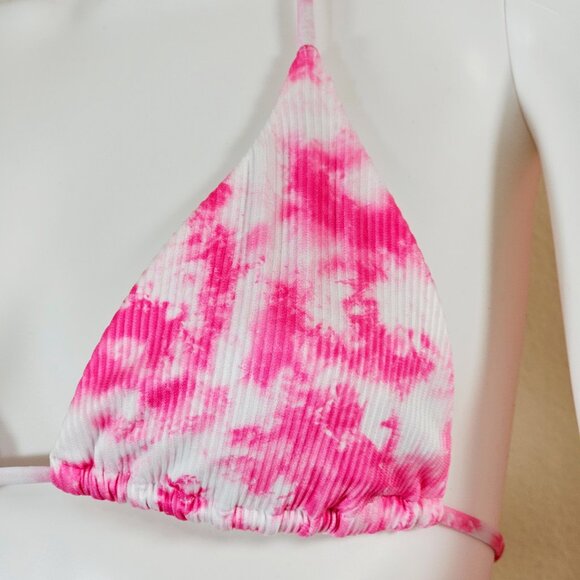 NWT Yandy Swim Tie Dye Pink Multicolor Triangle Bikini Top - Picture 2 of 5